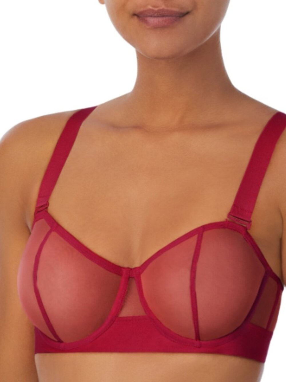 Dkny Women's Sheer Bralette Bra Red Size M 10862